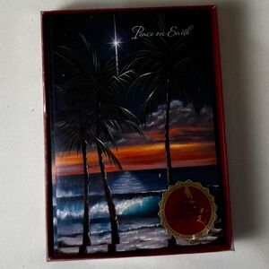 Island Heritage Mele Kalikimaka Christmas Cards Tropical Sunset Peace on Earth